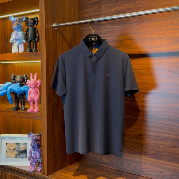 Hermes Special Fabric Polo Yala Navy Blue Tshirt