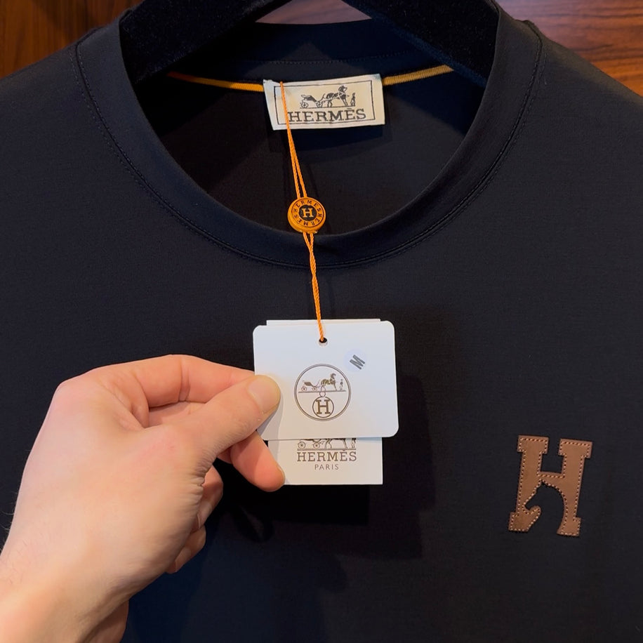 Hermes Special Fabric Black Tshirt