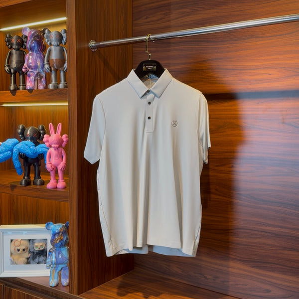 Hermes Special Fabric Polo Neck Gray Tshirt