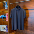Loro Piana Special Fabric Polo Neck Navy Blue Tshirt