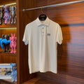Dolce Gabbana Special Fabric Polo Neck White Tshirt